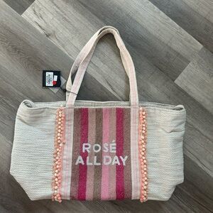Rosé All Day Pink and Cream Tote Bag